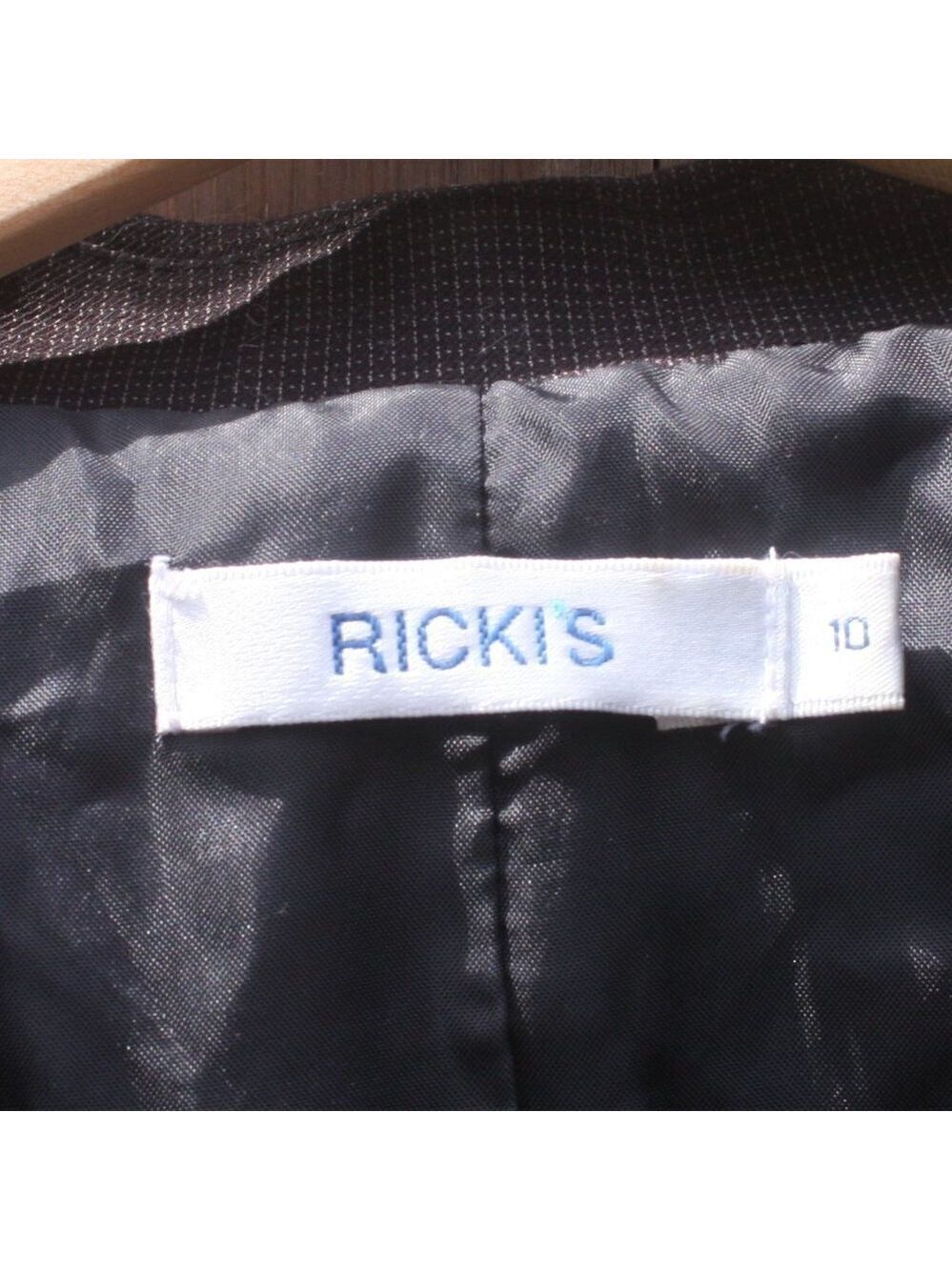 Ricki's Brown Checkered Stripe Blazer Size 10 - Picture 2 of 6